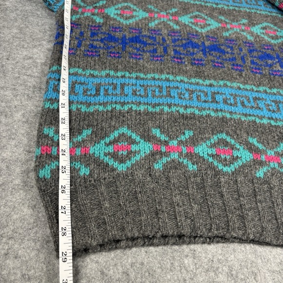 Vintage Preswick Moore Sweater Multicolor Geometric Wool Made In HongKong Sz L - Picture 7 of 8